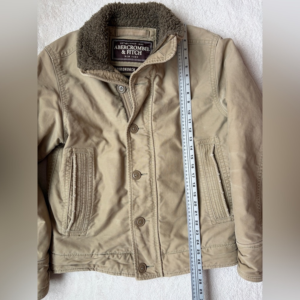 Abercrombie & Fitch Khaki Adirondack Jacket with Sherpa Collar Men Size Small - Picture 8 of 12